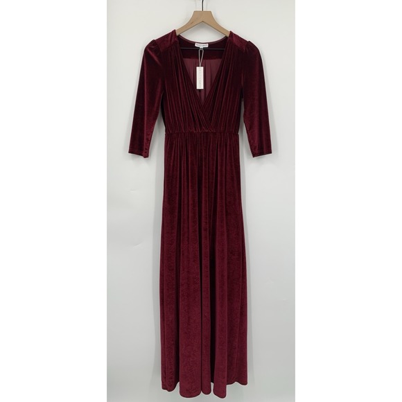 Baltic Born Dresses & Skirts - Baltic Born Dress Women Small Red Garnet Velvet Velour Maxi Romantic Evening NEW